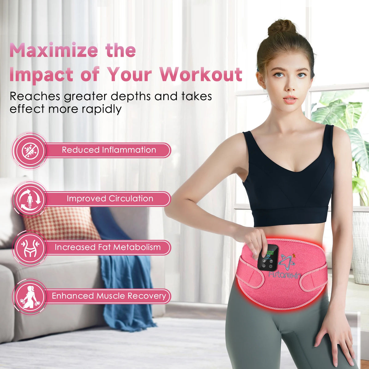 Astarexin 156 LEDs Red Light Infrared Therapy Menstrual Belt, Heating Pad for Period Cramps, Waist & Abdomen Pain Relief