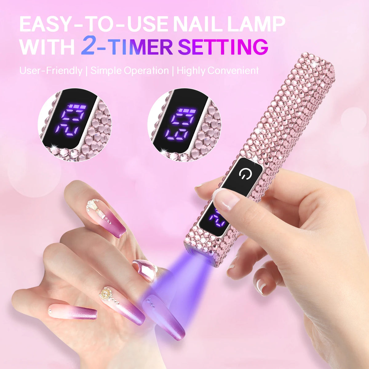 Portable Handheld Mini Nail Lamp For All Gel Polish Quick Dry USB Rechargeable Nail Dryer Machine UV LED Nail Lamp With Diamond