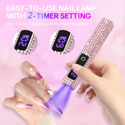 Portable Handheld Mini Nail Lamp For All Gel Polish Quick Dry USB Rechargeable Nail Dryer Machine UV LED Nail Lamp With Diamond
