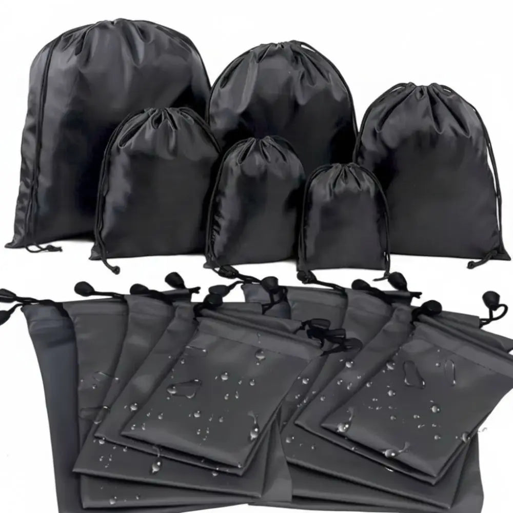 New Drawst Closure Drawstring Storage Pouch Portable Nylon Drawstring Bags Waterproof Black Makeup Bags Lipstick Storage