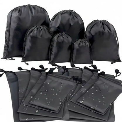 New Drawst Closure Drawstring Storage Pouch Portable Nylon Drawstring Bags Waterproof Black Makeup Bags Lipstick Storage