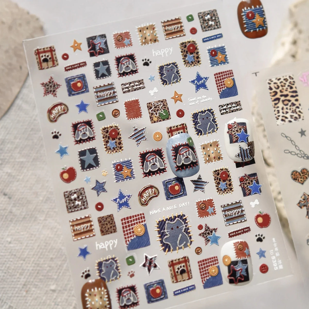 Cute Winter Cartoon Christmas Tree 5D Nail Sticker Snowman Rabbit Bow Pearl Wreath Cake Snowflake Star Self‑Adhesive Nail Decal