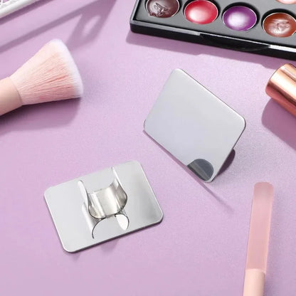 Stainless Steel Makeup Mixing Palette with Ring Portable Metal Tray for Foundation & Nail Art Reusable Cosmetic Organizer Plate