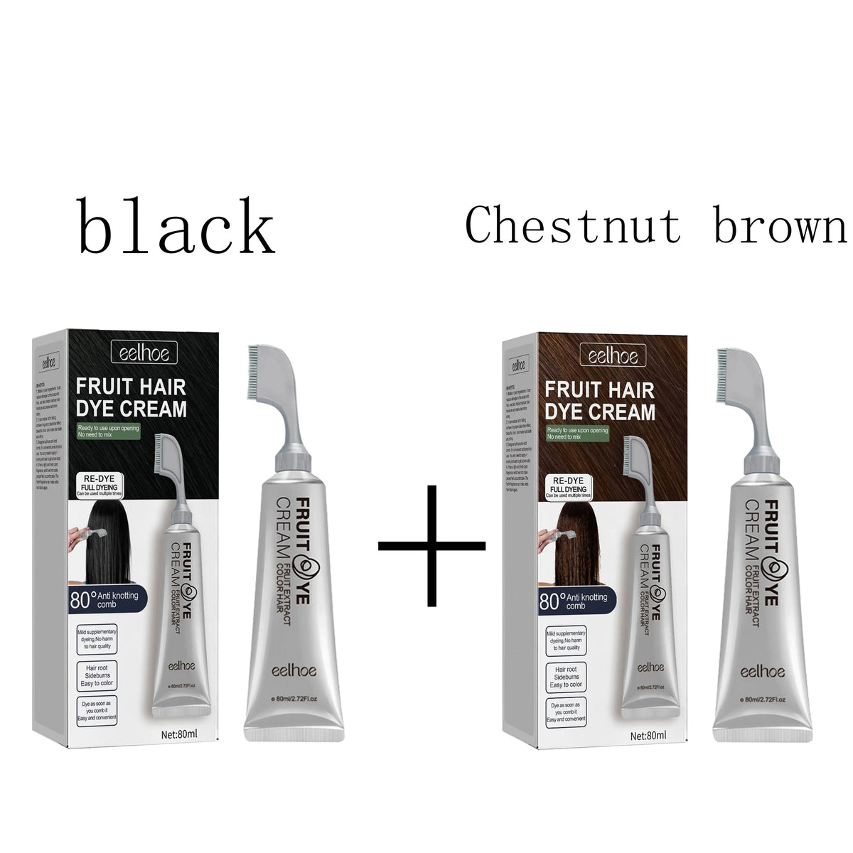 Fruit and Vegetable Hair Cream, Naturally Gentle, Long-Lasting, Does Not Damage Scalp or Hair, Easy to Color, Black Hair Cr