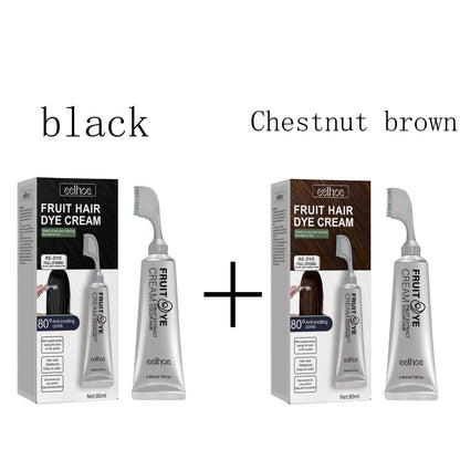 Fruit and Vegetable Hair Cream, Naturally Gentle, Long-Lasting, Does Not Damage Scalp or Hair, Easy to Color, Black Hair Cr