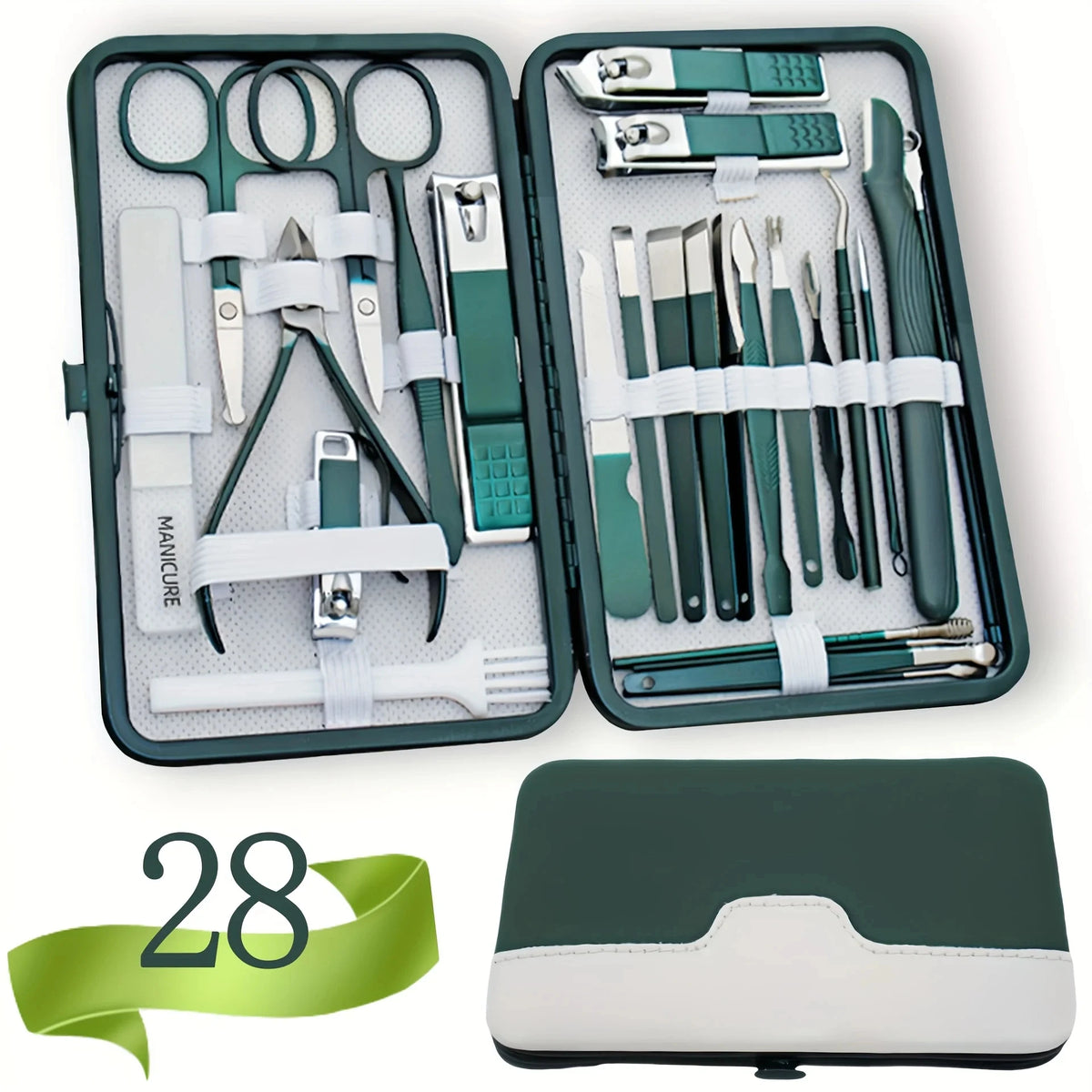 28Pcs New Stainless Steel Nail Clipper Set Grooming Tool Set With Portable Case Manicure Art Tool Nails Cut