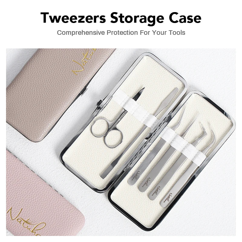 NATUHANA Eyelash Extension Tweezers Case Protective Storage Box Lash Makeup Tools Holder Colorful Tweezers Cover Case