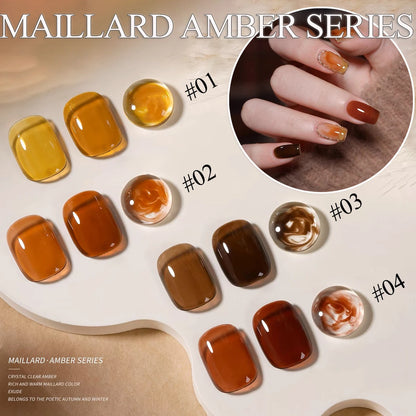 10ML 1-9pcs Hot Selling Water Blurred Clear Brown Nails Jelly Nail Polish Whitening Leopard Nails Black Green Nails