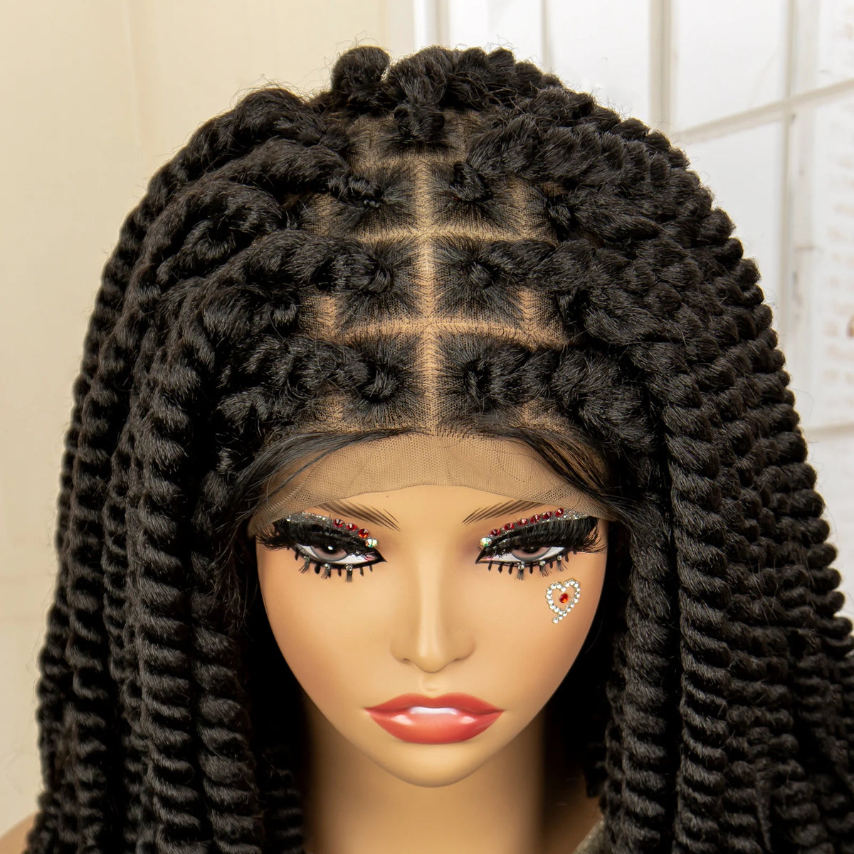 16 Inches Short Synthetic Full Lace Twist Braided Wigs Natural Knotless Box Braiding Wig for Black Women