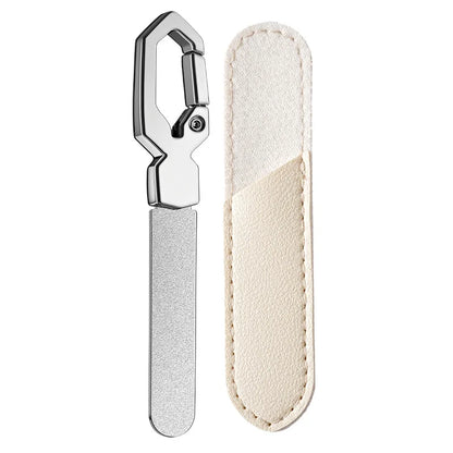 Professional Creative Quick Clip Stainless Steel Reusable Diamond Nail File, Portable Keychain Manicure Polishing Buffing Tools