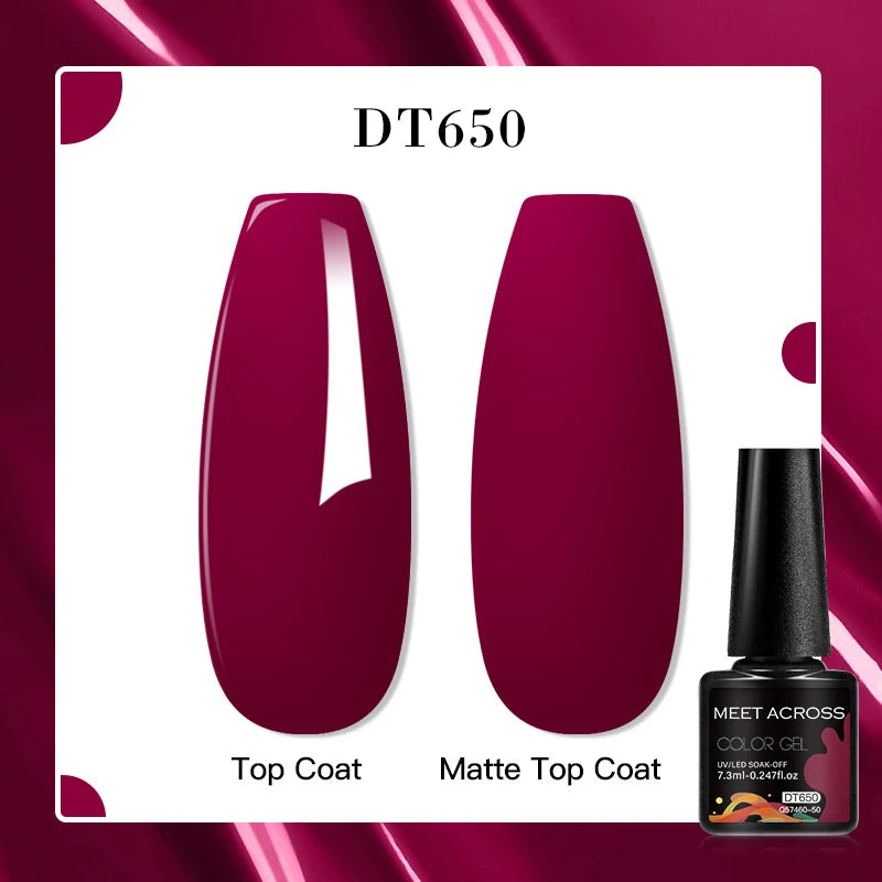 MEET ACROSS 8 Colors Mirror Gel Nail Polish Long-lasting Quick-drying Metallic Gold Silver Red Semi Permanent Varnish Nail Art