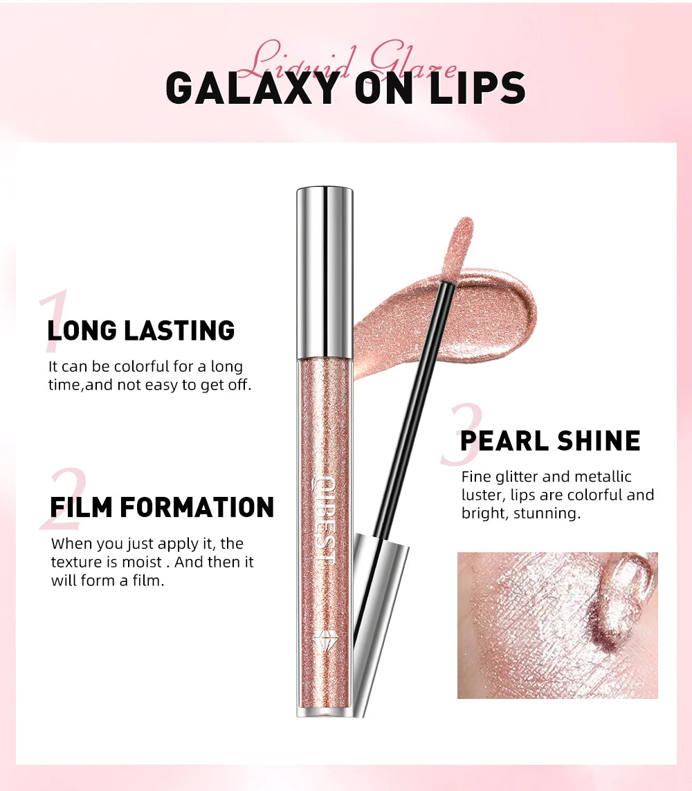 Diamond Glitter Liquid Lipstick Waterproof Long Lasting Pearl Shiny Lip Gloss Metal Charming Lip Glaze Tint Makeup For Women