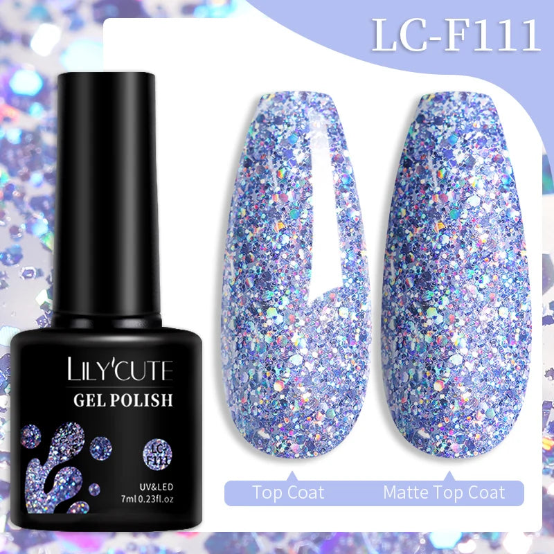 LILYCUTE 7ML 3 IN 1 Platinum Cat Magnetic Gel Nail Polish Silver Moonlight Magnetic Nail Sparkling Glitter Semi Permanent UV Gel