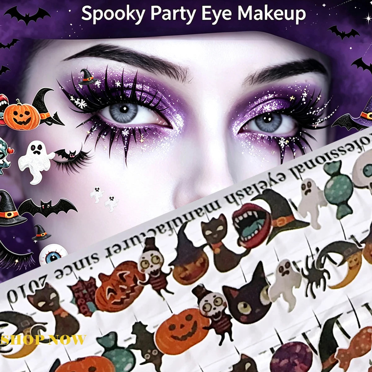 Domi Lash Christmas Cosplay Eyelashes Diamond Glitter Individual Lashes Snow Santa Cat Design False Eyelash Clusters for Party