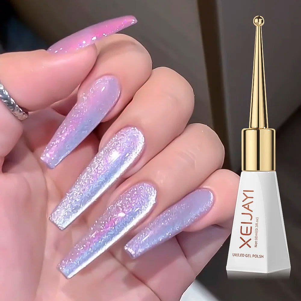 10ml Shiny Rose Red Magnetic Cat Gel Nail Polish Glitter Silk Crystal Cat Eye Gel Nail Polish Shiny Diamond Soak Off UV Gel Varn