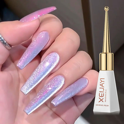 10ml Shiny Rose Red Magnetic Cat Gel Nail Polish Glitter Silk Crystal Cat Eye Gel Nail Polish Shiny Diamond Soak Off UV Gel Varn