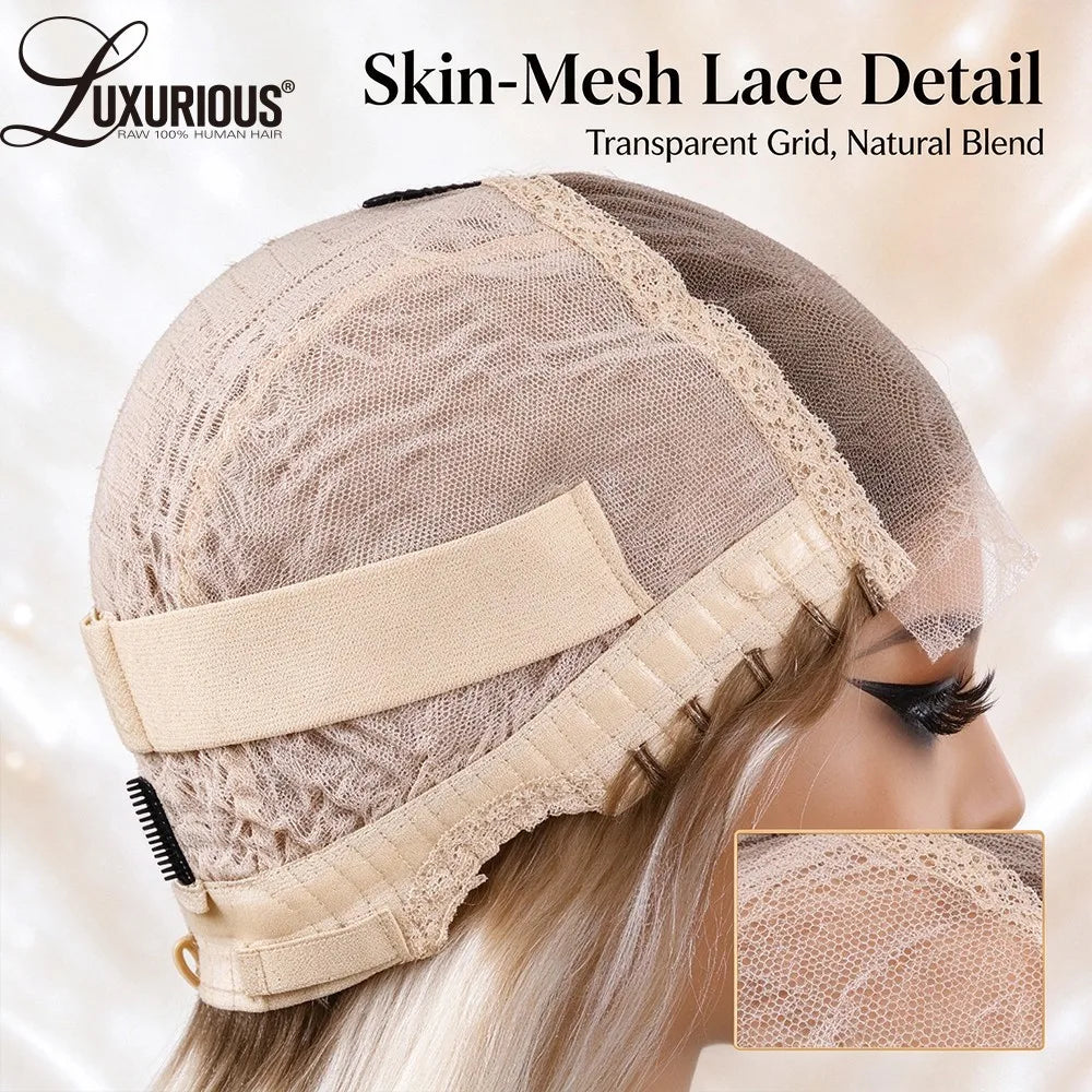 Luxurious Glueless Short Bob Human Hair Wig 5x7 Closure Transparent Lace Wigs For Women 13x4 Lace Front Platinum Blonde Bob Wig