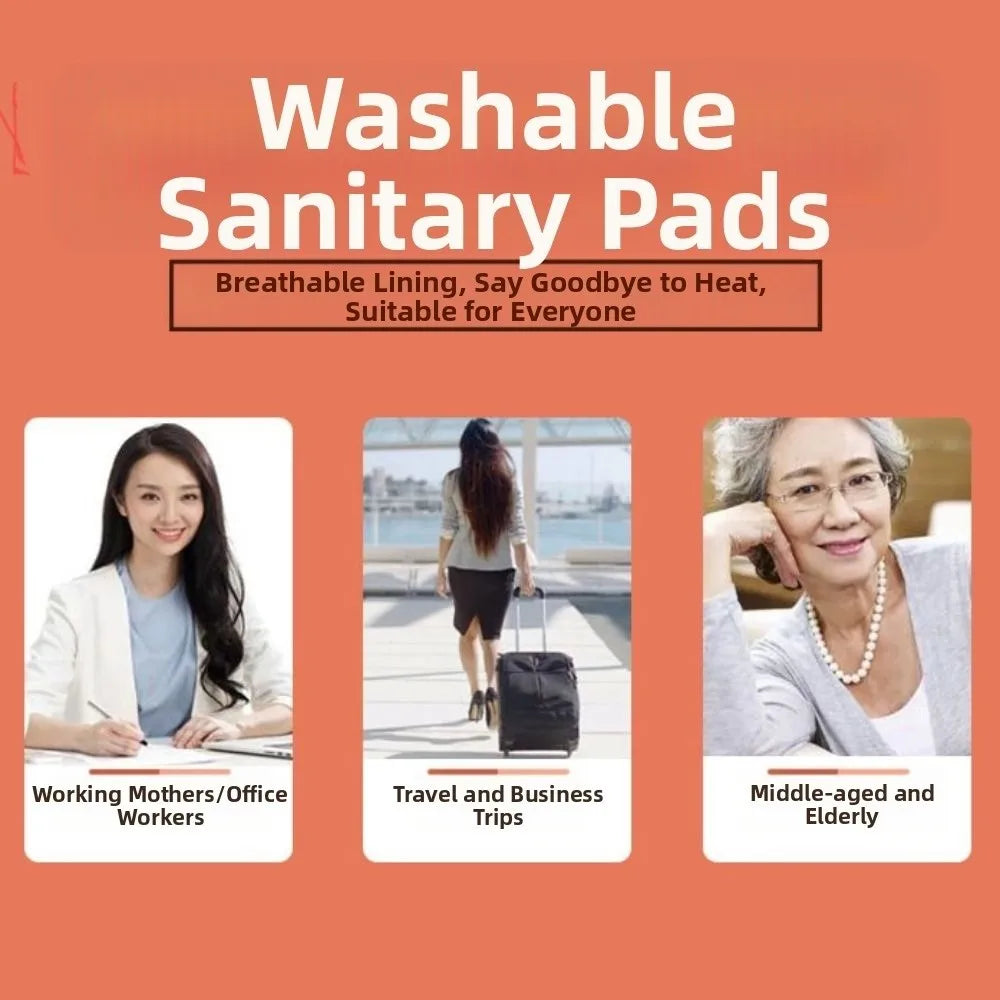 5Pcs Graphene Reusable Sanitary Pads Leak Proof Fast Absorbent Menstrual Cloth Pads Anti-Slip Soft Washable Sanitary Napkins