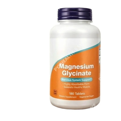 Magnesium Glycinate Tablets 200mg, High Absorption Vegan Non-GMO Formula for Nervous System Muscle Relaxation Support, 180 Count