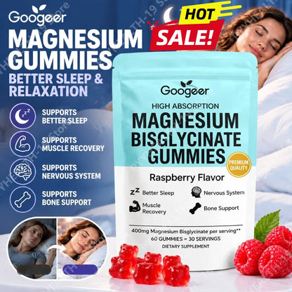 Magnesium Bisglycinate Gummies 400mg, with Vitamin D3 & Zinc, 60 Count, Supports Better Sleep, Muscle Recovery & Nervous System