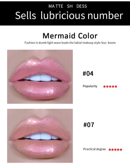 6 Colors Glitter Liquid Lip Gloss Tint Laser Holographic Lipstick Mermaid Glitter Lip Gloss Not Fading Lasting Lip Tint Cosmetic