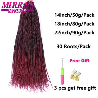 Senegalese Twist Crochet Hair 14/18/22 Inch Synthetic Mini Senegalese Crochet Braids for Black Women 30 Roots/Pack Braiding Hair