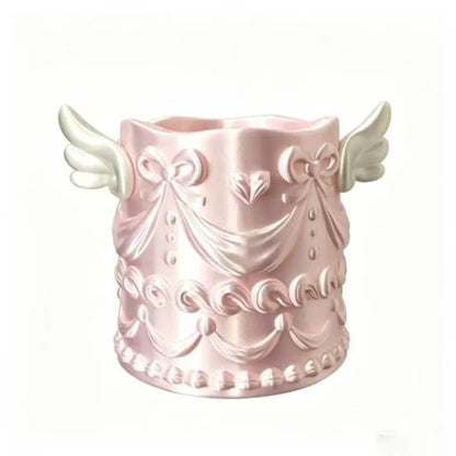 Silk Texture Makeup Brush Holder Relief Design Desktop Storage Cosmetic Organizer Bucket Brush Bucket Luxury Makeup Organizer