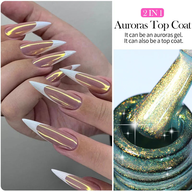 LILYCUTE 7ML Champagne Gold Reflective Glitter Gel Nail Polish Superflash Colorful Sparkling Effect For Manicure Nail Art UV Gel