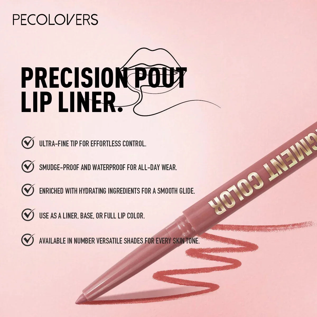 1PC Matte Lip Liner Pen - Long-Lasting, Waterproof, Easy Glide, Moisturizing Suitable for All Skin Types, Lip Makeup