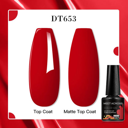 MEET ACROSS 8 Colors Mirror Gel Nail Polish Long-lasting Quick-drying Metallic Gold Silver Red Semi Permanent Varnish Nail Art
