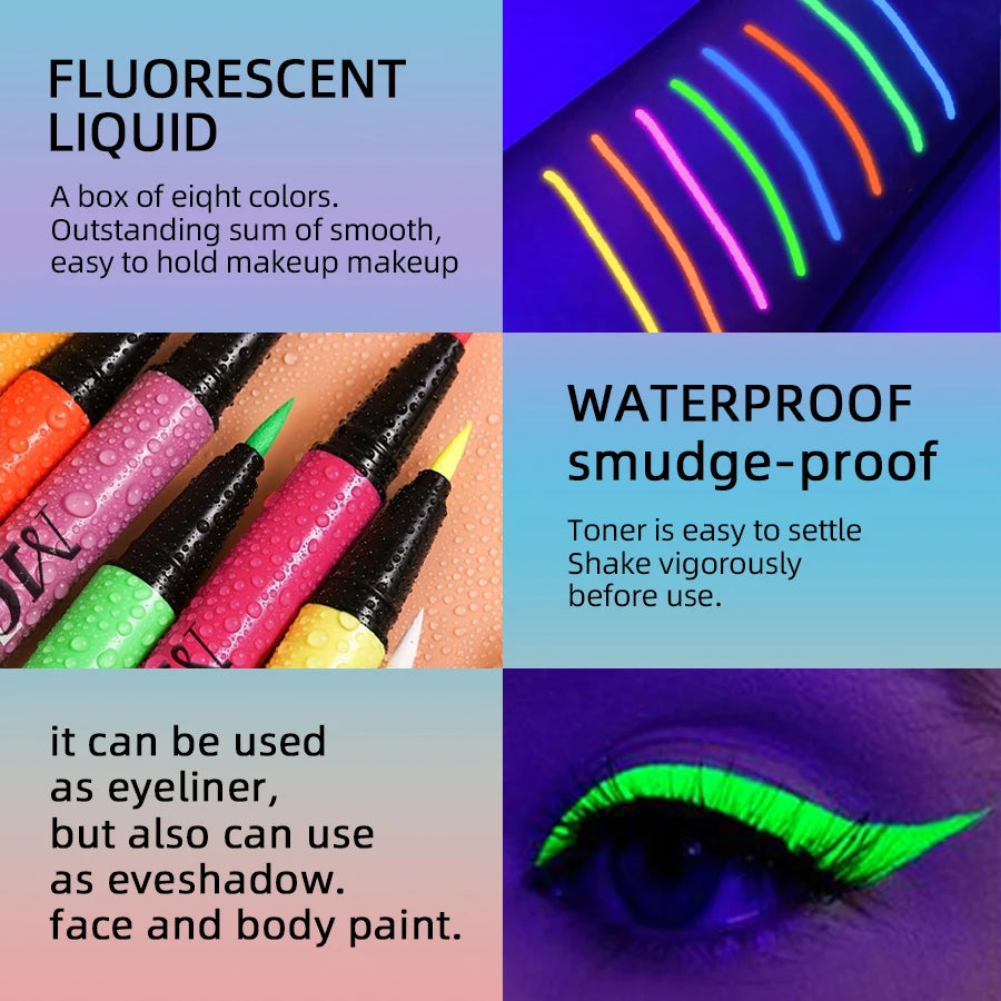 8 Colors Face Body Painting 1PC UV Light Neon Face Paint Art Makeup Blue Green Waterproof Christmas Party Body Paint Cosmetics