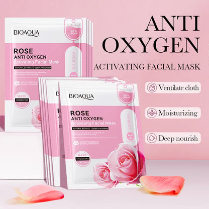 10pcs BIOAQUA Rose Facial Masks Moisturizing Whitening Anti Wrinkles Anti-aging Face Mask for Face Skin Care Products