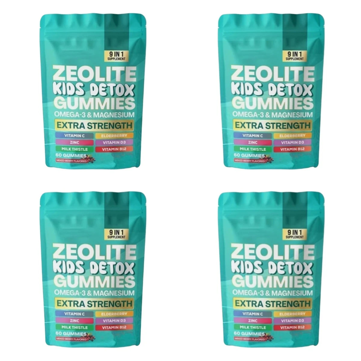 Zeolite Gummies 60 Count Contain Multivitamin Omega-3 Magnesium and Elderberry Support Detoxification & Immune System Health