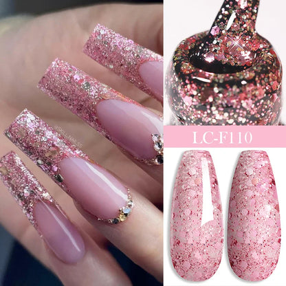 LILYCUTE 7ML Champagne Gold Reflective Glitter Gel Nail Polish Superflash Colorful Sparkling Effect For Manicure Nail Art UV Gel