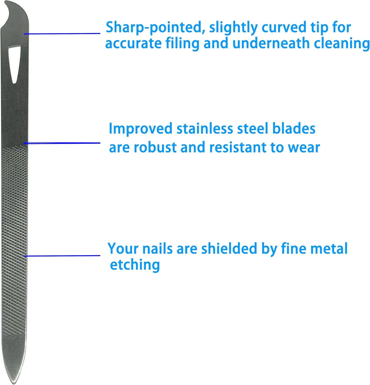 10/20Pcs Metal Nail File,Stainless Steel Nail File with Curved Sharp Pointed Tip Double Sided Manicure Pedicure Toenails Tools