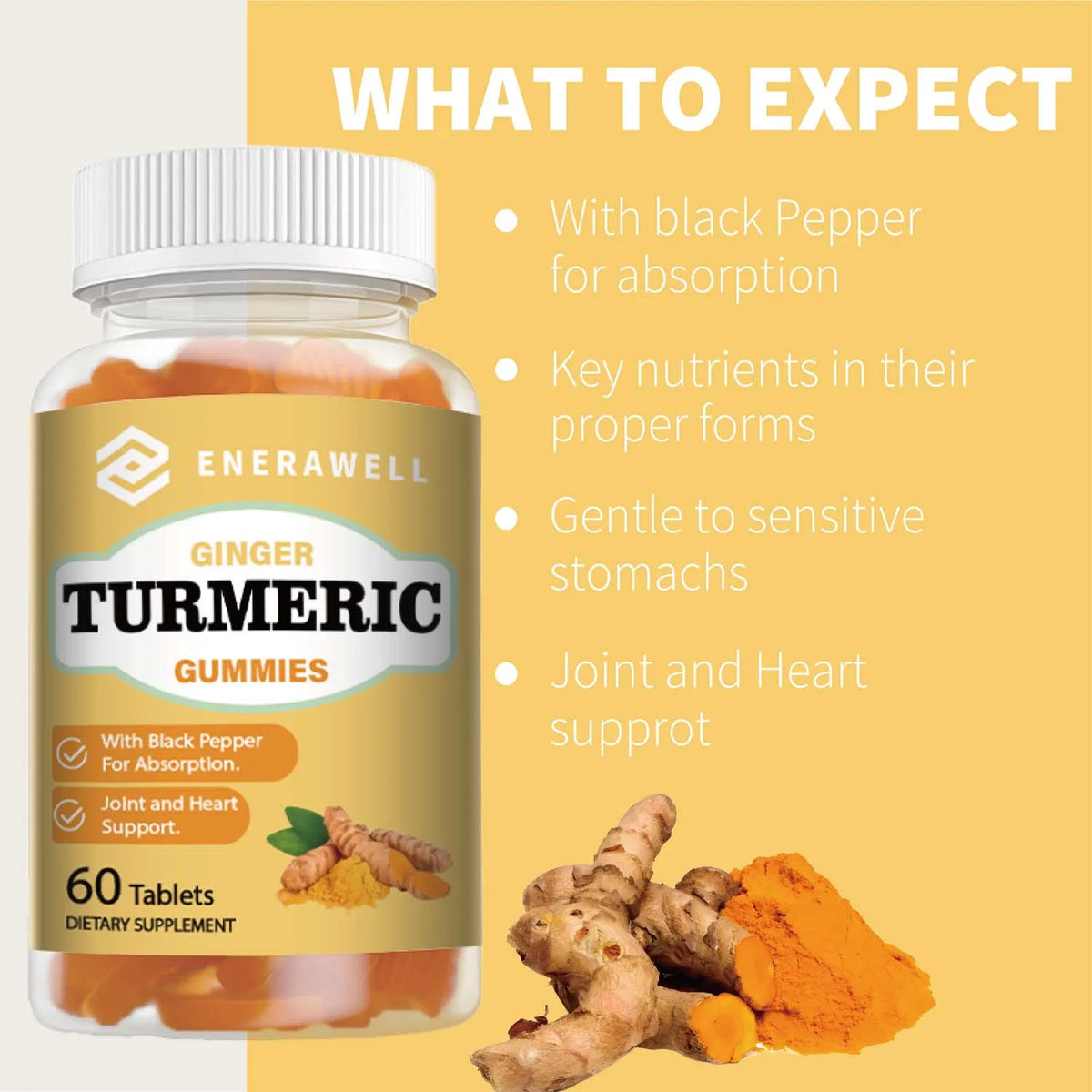 Turmeric Gummies, Boosts Immunity, Promotes Skin Health, Improves Mobility, Improves Blood Circulation, Regulates Blood Lipids