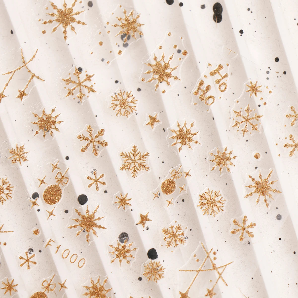 3Pcs 3D Glitter Gold Christmas Nail Stickers, Snowflake Sweater Pattern Letter Decals, Winter Holiday Gift Party Nail Supplies