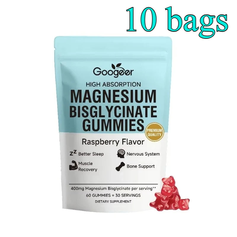 Magnesium Bisglycinate Gummies400mg Raspberry Flavor Supports Bone Health& Muscle Function Dietary Supplement for Adults60 Count