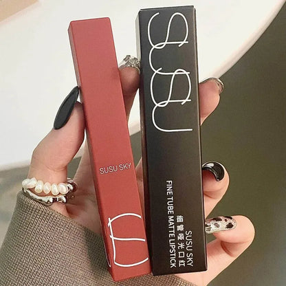 TX010Thin Tube Matte Lipstick, Waterproof and Sweatproof, Does Not Fade Or Remove Makeup, Can Be Used on Both Lips and Cheeks