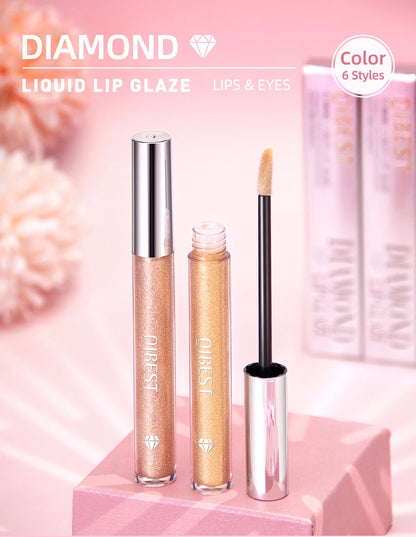 Diamond Glitter Liquid Lipstick Waterproof Long Lasting Pearl Shiny Lip Gloss Metal Charming Lip Glaze Tint Makeup For Women
