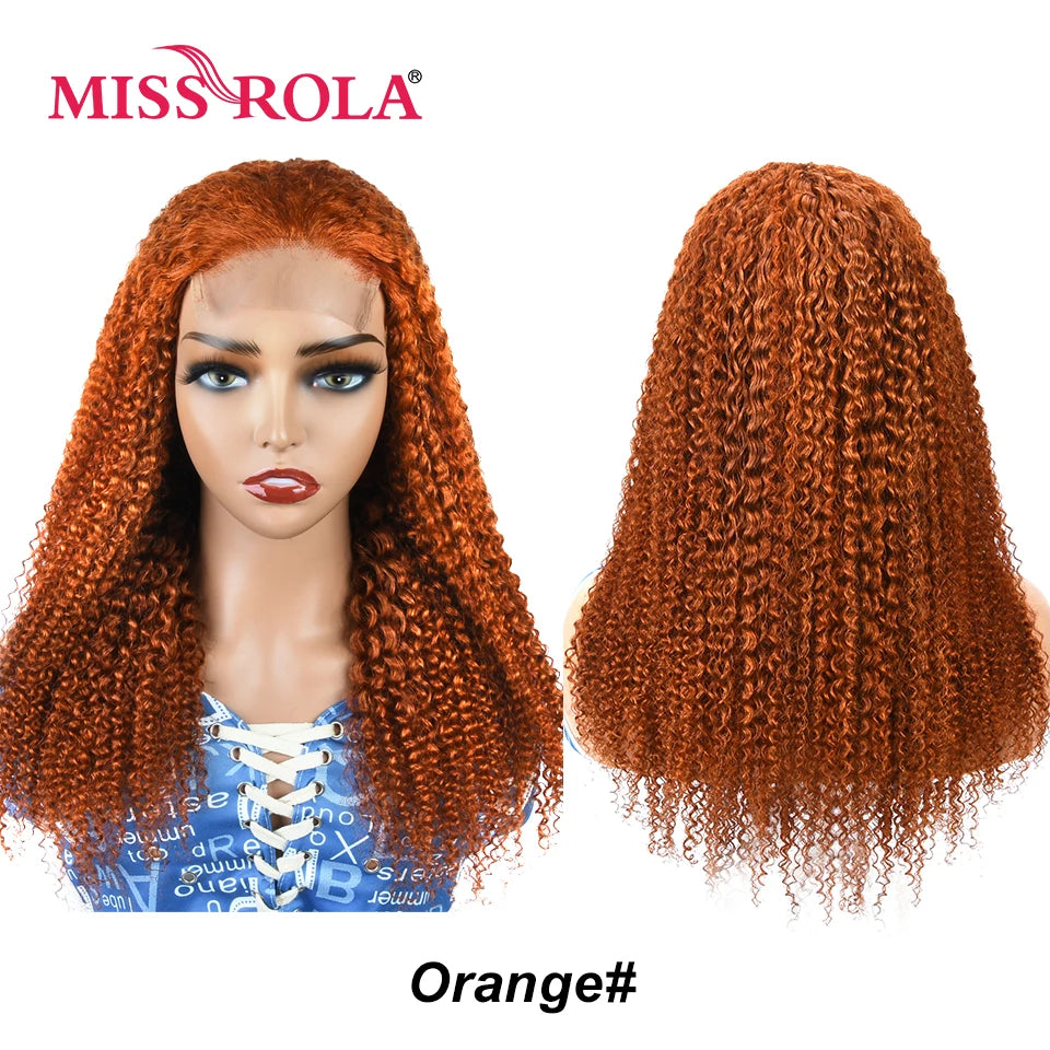 Miss Rola Brazilian Human Hair Curly Wigs 180% Density 4x4 Lace Closure Wig Kinky Curly Hair Wig Remy Pre Plucked With Baby Hair