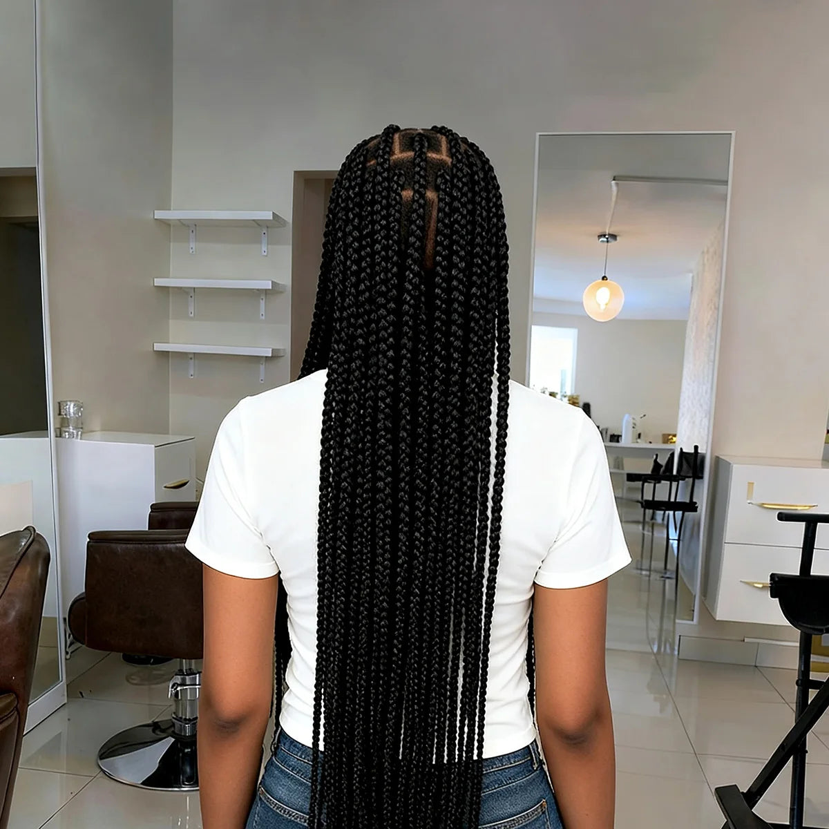 36inch Box Braided Wigs Synthetic Full Lace Braiding Hair Wigs Knotless Lace Frontal Braids Wig with Baby Hair for Black Women