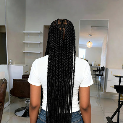 36inch Box Braided Wigs Synthetic Full Lace Braiding Hair Wigs Knotless Lace Frontal Braids Wig with Baby Hair for Black Women