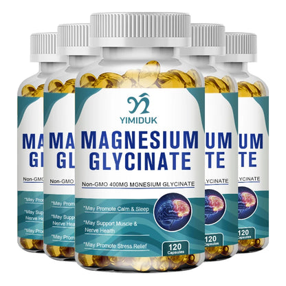 Magnesium Glycinate Capsules 400mg High Absorption Bone Support Health Care Mineral Supplement Promotes Muscle Gel 120 Capsules