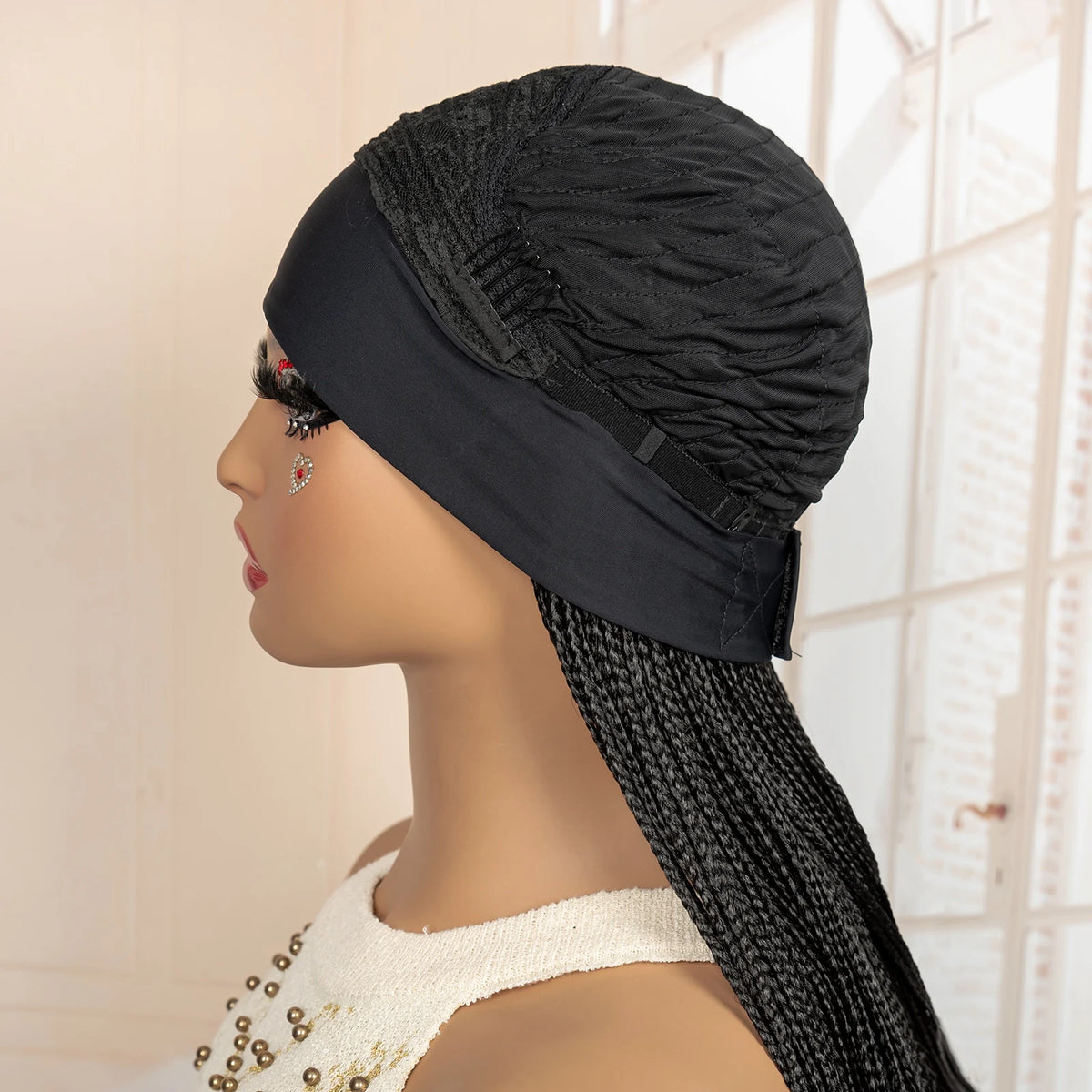 Full Machine Made Braided Wigs with Headband 30 Inches Colored Synthetic Braiding Wigs with Hair Band for Black Women