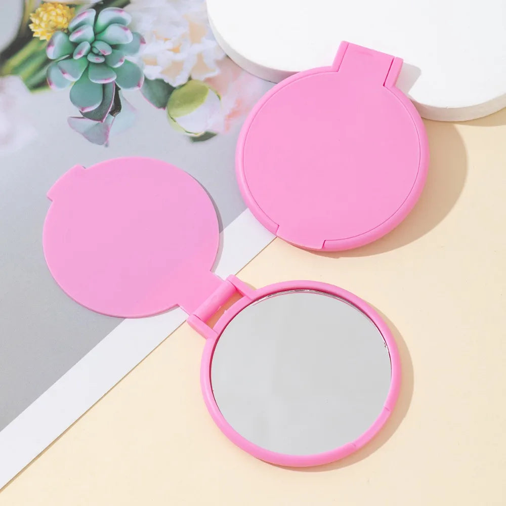 6-60 Pcs Pink Compact Portable Travel Cosmetic Mirror Bulk, Mini Folding Pocket Makeup Mirror Wedding Bridal Shower Party Favor