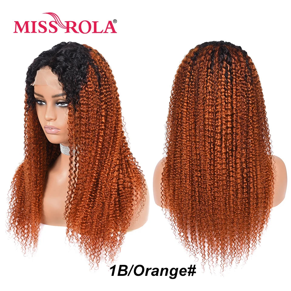 Miss Rola Brazilian Human Hair Curly Wigs 180% Density 4x4 Lace Closure Wig Kinky Curly Hair Wig Remy Pre Plucked With Baby Hair