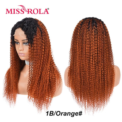 Miss Rola Brazilian Human Hair Curly Wigs 180% Density 4x4 Lace Closure Wig Kinky Curly Hair Wig Remy Pre Plucked With Baby Hair