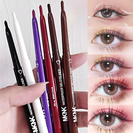 1/6Pcs 2 In 1 Eyeliner Lip Liner Gel Pencil Waterproof Long-lasting White Black Brown Easy Wear Eyeliner Makeup Eye Cosmetic