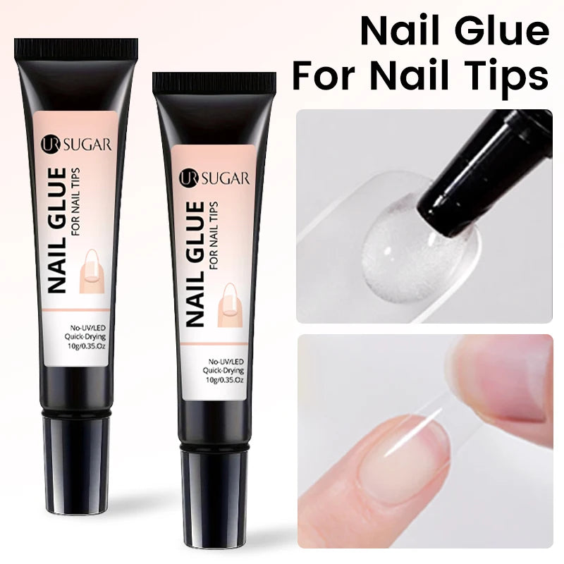 UR SUGAR 10g Nail Glue with Remover Set for Press On Nails Tips No Need Lamp Cured Long Lasting Quick Dry Soak Off Adhesion Gel